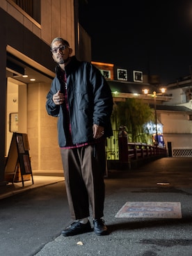 「SCHOTT」｜「アイテム（ミリタリージャケット）」を使った、matsuokaさん（メンズ・170cm）の秋コーディネート