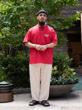 「SCHOTT」｜「アイテム（アクセサリー）」を使った、matsuokaさん（メンズ・170cm）の夏コーディネート