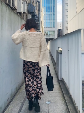 「ボリュームニット」｜「アイテム（バッグ）」を使った、naoさん（レディース・163cm）の冬コーディネート