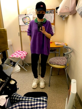 「CHUMS（チャムス）のアイテム（帽子）」を使った、チビ太さん（レディース・146cm）の春コーディネート