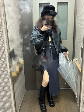 「アイテム（MA-1）」を使った、𝒮さん（レディース・172cm）の冬コーディネート