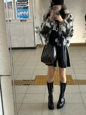 「アイテム（ライダースジャケット）」を使った、𝒮さん（レディース・172cm）の冬コーディネート