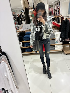 「アイテム（ライダースジャケット）」を使った、𝒮さん（レディース・172cm）の冬コーディネート