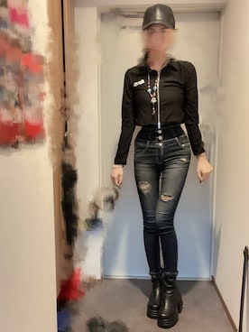 「アイテム（キャップ）」を使った、𝒮さん（レディース・172cm）の秋コーディネート