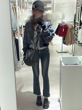 「アイテム（MA-1）」を使った、𝒮さん（レディース・172cm）の秋コーディネート