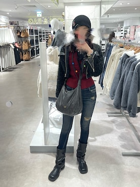 「アイテム（ニットキャップ/ビーニー）」を使った、𝒮さん（レディース・172cm）の秋コーディネート