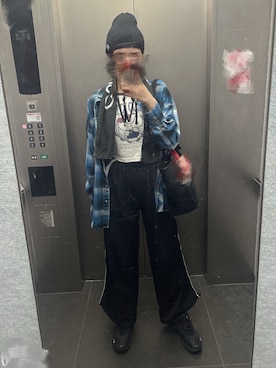 「アイテム（ニットキャップ/ビーニー）」を使った、𝒮さん（レディース・172cm）の秋コーディネート