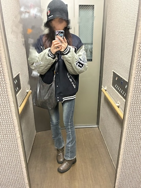 「GYDA（ジェイダ）のアイテム」を使った、𝒮さん（レディース・172cm）の冬コーディネート