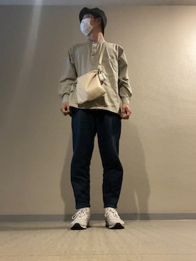 「LAKOLE（ラコレ）のアイテム（帽子）」を使った、tomoyaさん（メンズ・180cm）の春コーディネート
