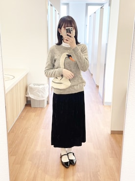 「白タイツ」｜ ぬ  んさん（レディース・155cm・20代）の冬コーディネート