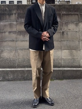 「いまどきジャケット写真」｜「アイテム（その他シューズ）」を使った、ちーうーさん（メンズ・170cm）の春コーディネート