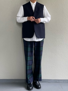 「THE RERACS（ザ・リラクス）のアイテム（その他アウター）」を使った、ちーうーさん（メンズ・170cm）の秋コーディネート