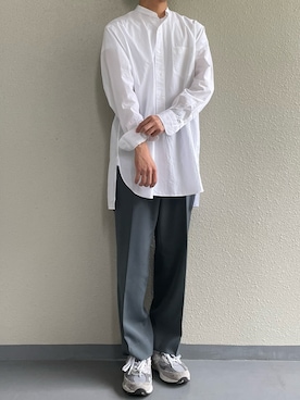 ちーうーさんの「＜COMOLI（コモリ）＞ バンドカラー シャツ■■■」を使ったコーディネート