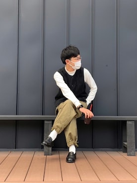 「STUDIOUS（ステュディオス）のアイテム（レッグウェア）」を使った、ちーうーさん（メンズ・170cm）の秋コーディネート