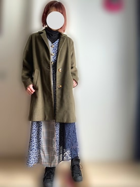 「archives（アルシーヴ）のアイテム（チェスターコート）」を使った、miii｡さん（レディース・148cm）の冬コーディネート