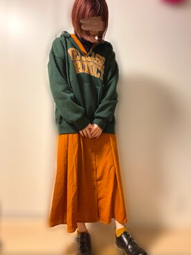 「SPINNS(スピンズ)のアイテム(パーカー)」を使った、miii。さん(レディース・148cm)の春コーディネート