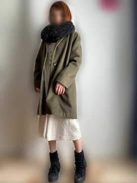 「archives（アルシーヴ）のアイテム（チェスターコート）」を使った、miii｡さん（レディース・148cm）の冬コーディネート