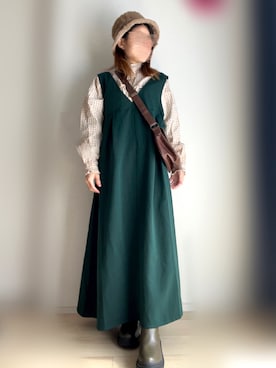 「ehka sopo（エヘカソポ）のアイテム（ジャンパースカート）」を使った、miii｡さん（レディース・148cm）の冬コーディネート