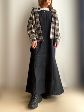 「ANGIE（アンジー）のアイテム（ジャンパースカート）」を使った、miii｡さん（レディース・148cm）の秋コーディネート