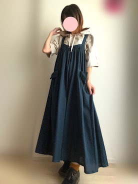 「rps（アールピーエス）のアイテム（ジャンパースカート）」を使った、miii｡さん（レディース・148cm）の秋コーディネート