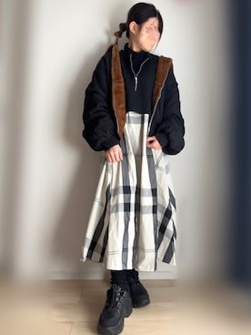 「tiptop（ティップトップ）のアイテム（MA-1）」を使った、miii｡さん（レディース・148cm）の冬コーディネート