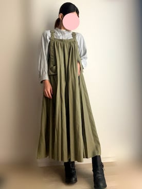 「rps（アールピーエス）のアイテム（ジャンパースカート）」を使った、miii｡さん（レディース・148cm）の秋コーディネート