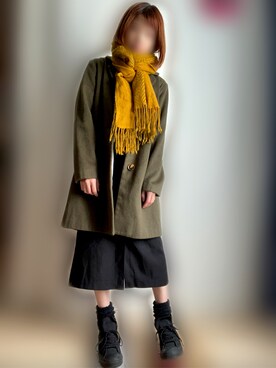 「archives（アルシーヴ）のアイテム（チェスターコート）」を使った、miii｡さん（レディース・148cm）の冬コーディネート