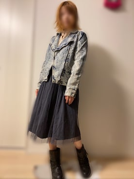 「WC（ダブル シー）のアイテム（ライダースジャケット）」を使った、miii｡さん（レディース・148cm）の秋コーディネート