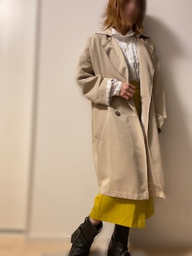 「しまむら（シマムラ）のアイテム（トレンチコート）」を使った、miii｡さん（レディース・148cm）の冬コーディネート