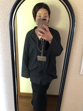 「スリット」｜「アイテム（スラックス）」を使った、sakamoto0412さん（レディース・159cm）の秋コーディネート