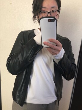 「antiqua（アンティカ）のアイテム（ライダースジャケット）」を使った、sakamoto0412さん（レディース・159cm）の秋コーディネート
