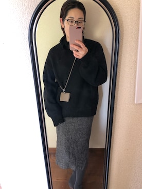 「AKTE（アクテ）のアイテム（ニット/セーター）」を使った、sakamoto0412さん（レディース・159cm）の冬コーディネート