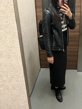 「no brand（ノーブランド）のアイテム（ライダースジャケット）」を使った、milk *さん（レディース・155cm）の秋コーディネート