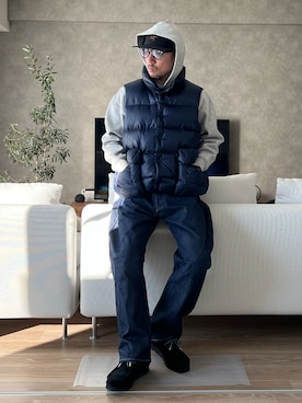 「アイテム（ダウンベスト）」を使った、Naoto さん（メンズ・170cm）の秋コーディネート