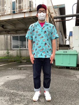 「AlexanderLeeChang（アレキサンダーリーチャン）のアイテム（トップス）」を使った、ノビ山本さん（メンズ・170cm）の夏コーディネート