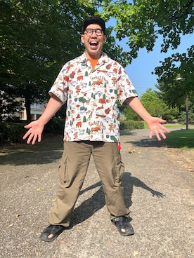 「アイテム（パンツ）」を使った、ノビ山本さん（メンズ・170cm）の夏コーディネート