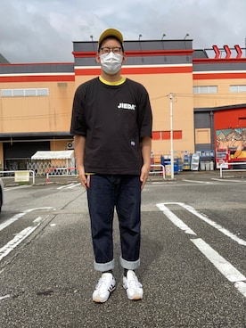 「STARTER BLACK LABEL（スターターブラックレーベル）のアイテム（帽子）」を使った、ノビ山本さん（メンズ・170cm）の夏コーディネート