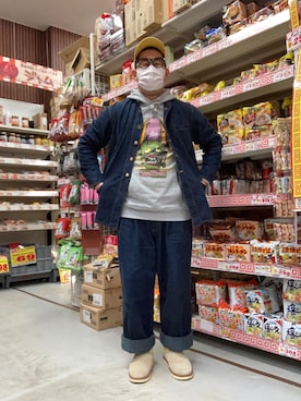 「STARTER BLACK LABEL（スターターブラックレーベル）のアイテム（帽子）」を使った、ノビ山本さん（メンズ・170cm）の冬コーディネート