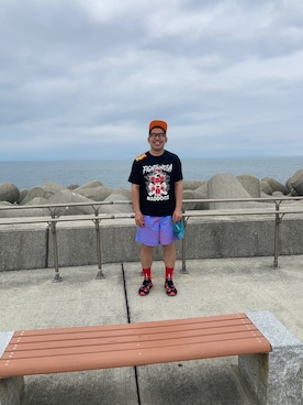 「AlexanderLeeChang（アレキサンダーリーチャン）のアイテム（パンツ）」を使った、ノビ山本さん（メンズ・170cm）の夏コーディネート