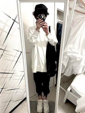 「JEANASIS（ジーナシス）のアイテム（スウェットパンツ）」を使った、藤枝蘭丸さん（メンズ・175cm）の春コーディネート
