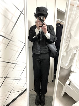 「ワークキャップ」｜「アイテム（その他）」を使った、藤枝蘭丸さん（メンズ・175cm）の秋コーディネート