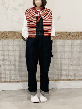 「PAR ICI（パーリッシィ）のアイテム（サロペット/オーバーオール）」を使った、えんさん（レディース・158cm）の冬コーディネート