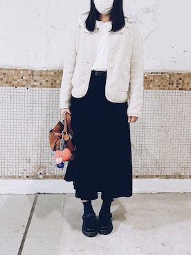 「LOEWE」｜「アイテム（その他アウター）」を使った、えんさん（レディース・158cm）の冬コーディネート