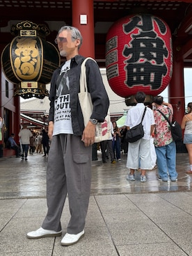 「アイテム（ミリタリージャケット）」を使った、　　好き好きシャーツさん（メンズ・175cm）の秋コーディネート