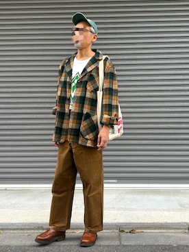 「アイテム（トートバッグ）」を使った、　　好き好きシャーツさん（メンズ・175cm）の秋コーディネート