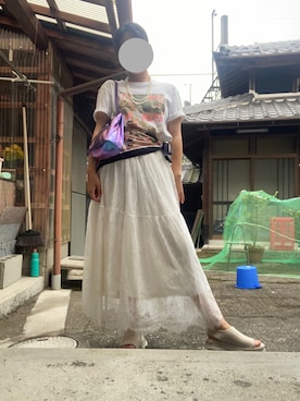 「アイテム（ストール/ショール）」を使った、やぎさん（レディース・155cm）の夏コーディネート