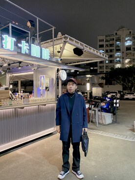 「plain-me（プレインミー）のアイテム（ピーコート）」を使った、Angus.Cさん（メンズ・175cm）の冬コーディネート