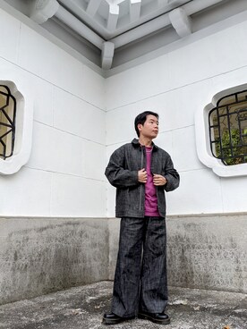 「plain-me（プレインミー）のアイテム（ジャケット/アウター）」を使った、Angus.Cさん（メンズ・175cm）の春コーディネート