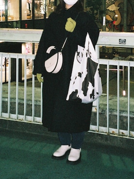 「MAISON SPECIAL（メゾンスペシャル）のアイテム（ステンカラーコート）」を使った、くれなさん（レディース・157cm）の冬コーディネート