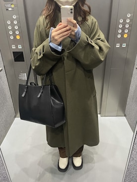 「MAISON SPECIAL（メゾンスペシャル）のアイテム（ステンカラーコート）」を使った、くれなさん（レディース・157cm）の冬コーディネート